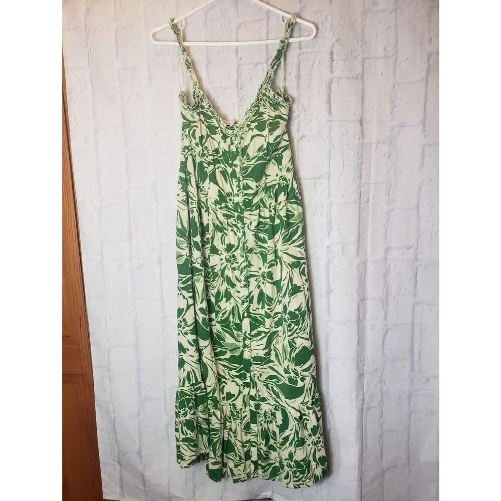 PATRONS OF PEACE Midi Sundress Spaghetti Straps Smocked Medium